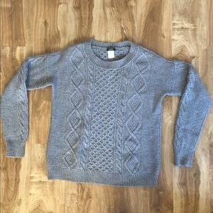 J. Crew Grey Cable Knit Sweater